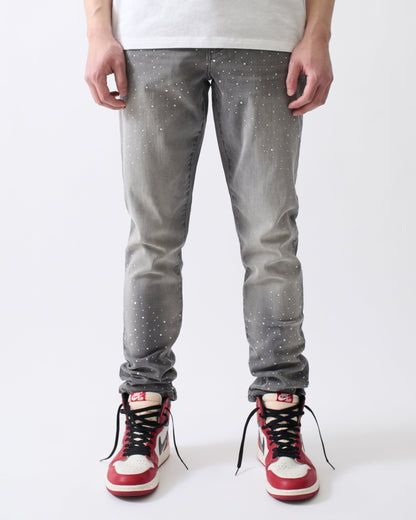 Stoned Out Rhinestone Denim Skinny Jeans - Grey | Reason Clothing Everyday