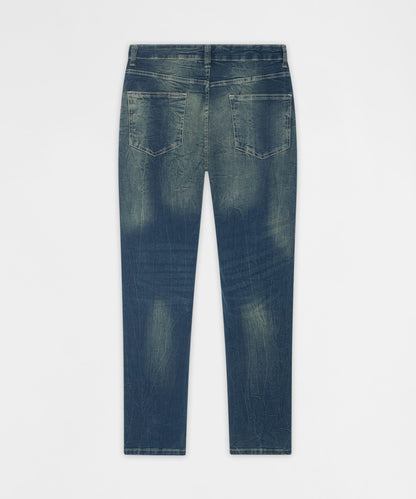Starburst Rhinestone Distressed Skinny Jeans - Dark Blue | Reason Clothing Great Value