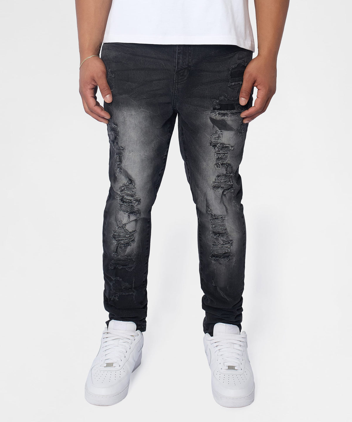 Renegade Distressed Skinny Jeans - Black | Reason Clothing Signature