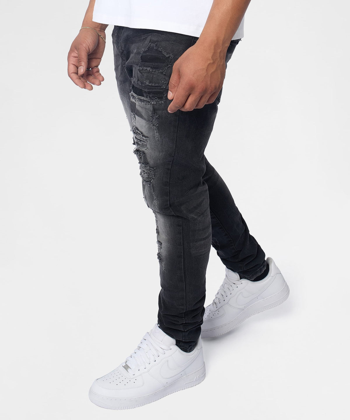 Renegade Distressed Skinny Jeans - Black | Reason Clothing Signature