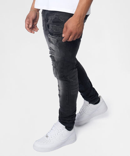 Renegade Distressed Skinny Jeans - Black | Reason Clothing Signature
