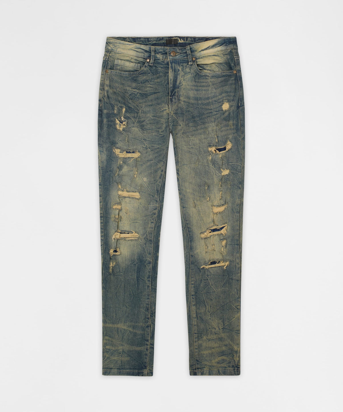 Blasted Distressed Skinny Jeans - Blue | Reason Clothing Value
