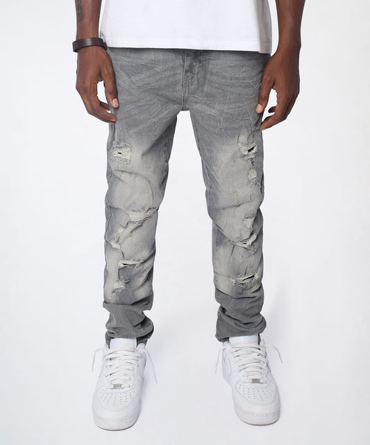 Ashfall Distressed Skinny Jeans - Grey | Reason Clothing Sale