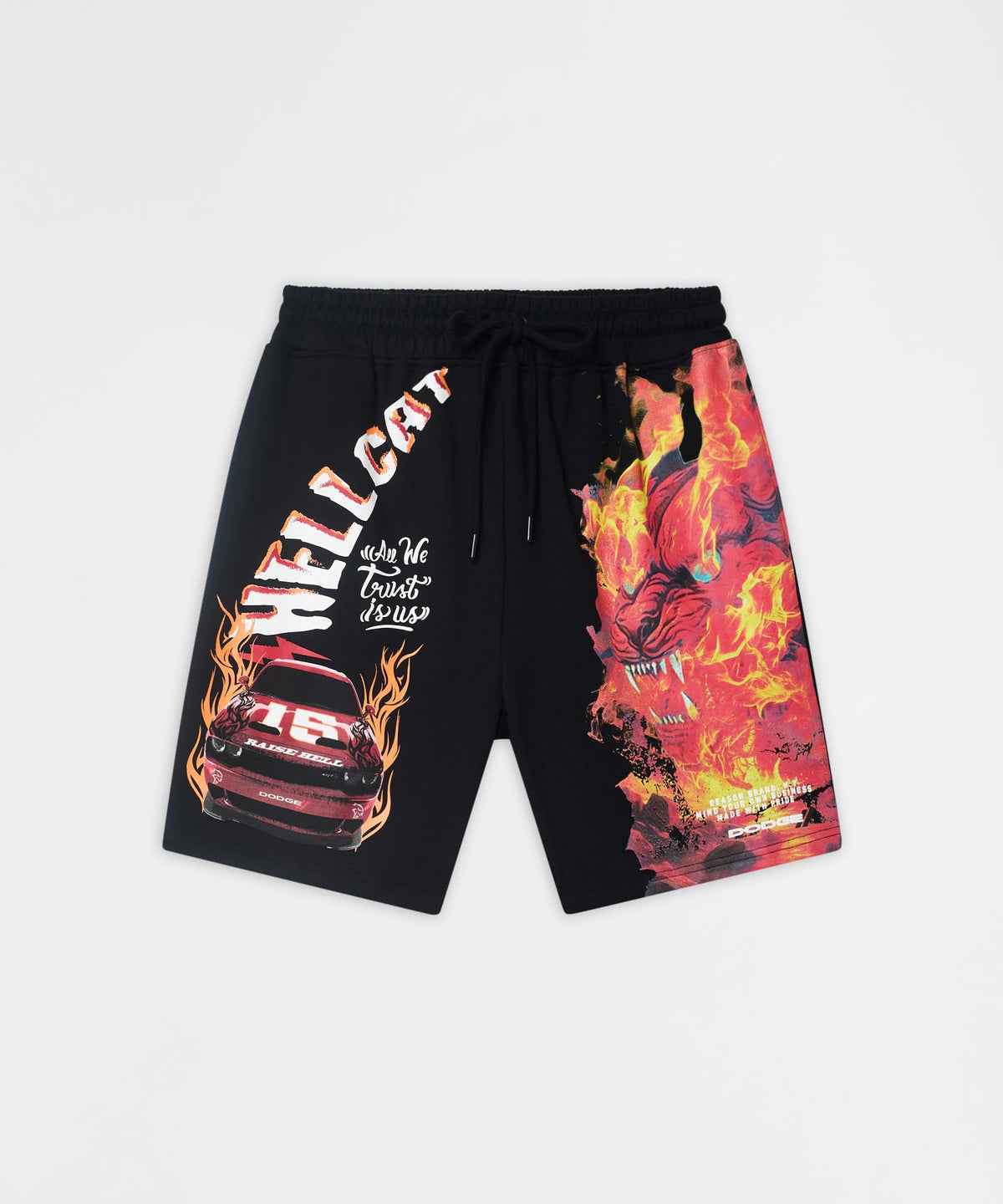 Dodge Hellcat Graphic Fleece Shorts - Black | Reason Clothing Hot Sale