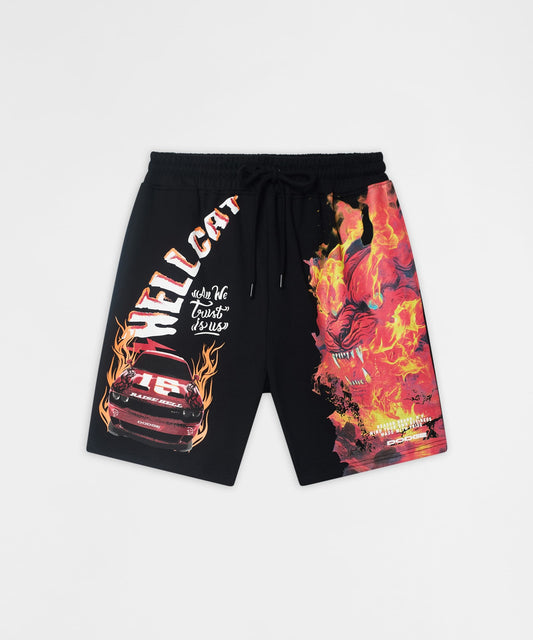 Dodge Hellcat Graphic Fleece Shorts - Black | Reason Clothing Hot Sale