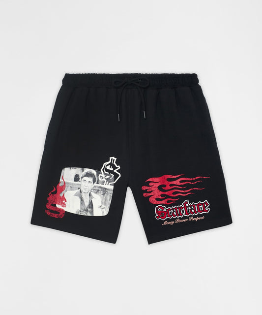 Scarface Tony Montana Fleece Shorts - Black | Reason Clothing Everyday