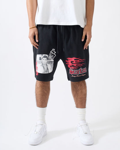 Scarface Tony Montana Fleece Shorts - Black | Reason Clothing Everyday