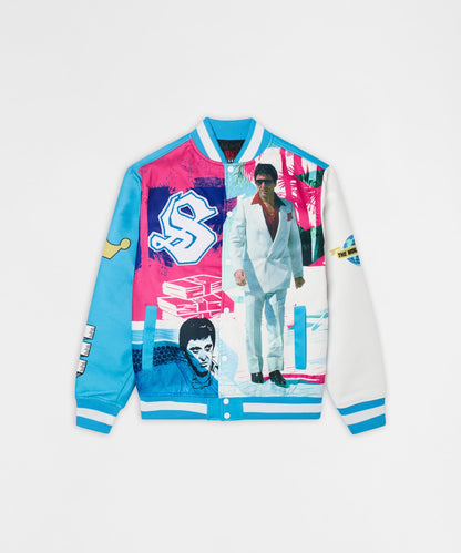 Scarface Retro Bomber Jacket - Blue | Reason Clothing Smart Buy