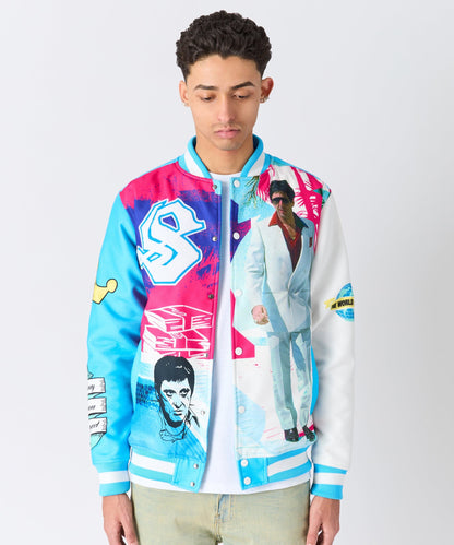 Scarface Retro Bomber Jacket - Blue | Reason Clothing Smart Buy