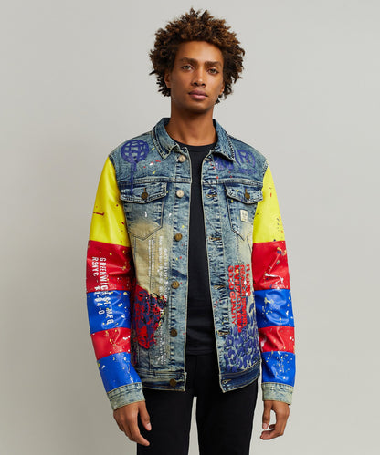 Greenwich Denim Jacket With Graphic Detail | Reason Clothing Smart Buy