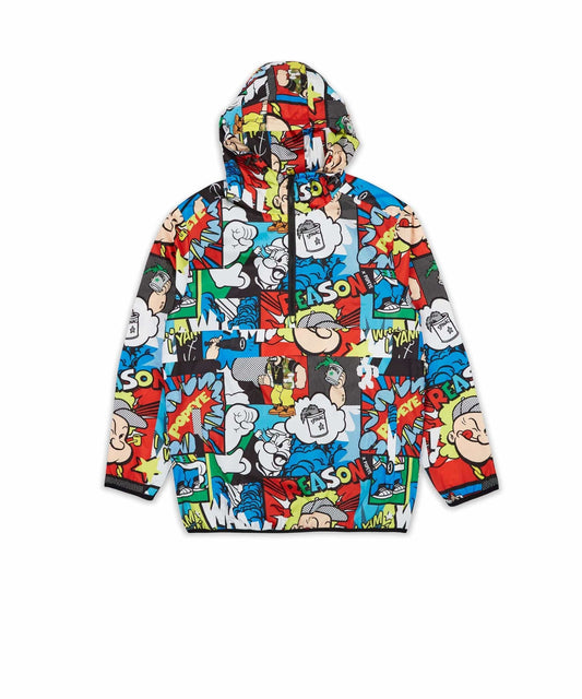 Popeye Half-Zip Allover Comic Print Anorak | Reason Clothing Best Price