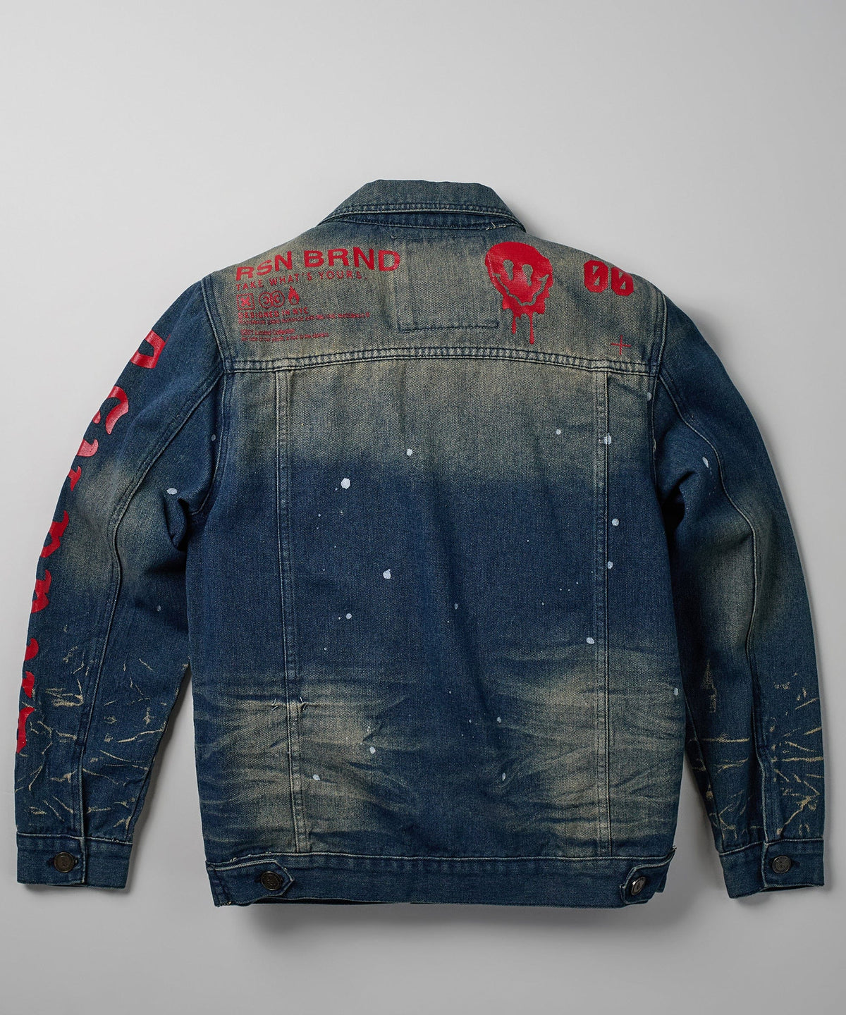 Indigo Fire Medium Wash Denim Jacket With Logo | Reason Clothing Essential