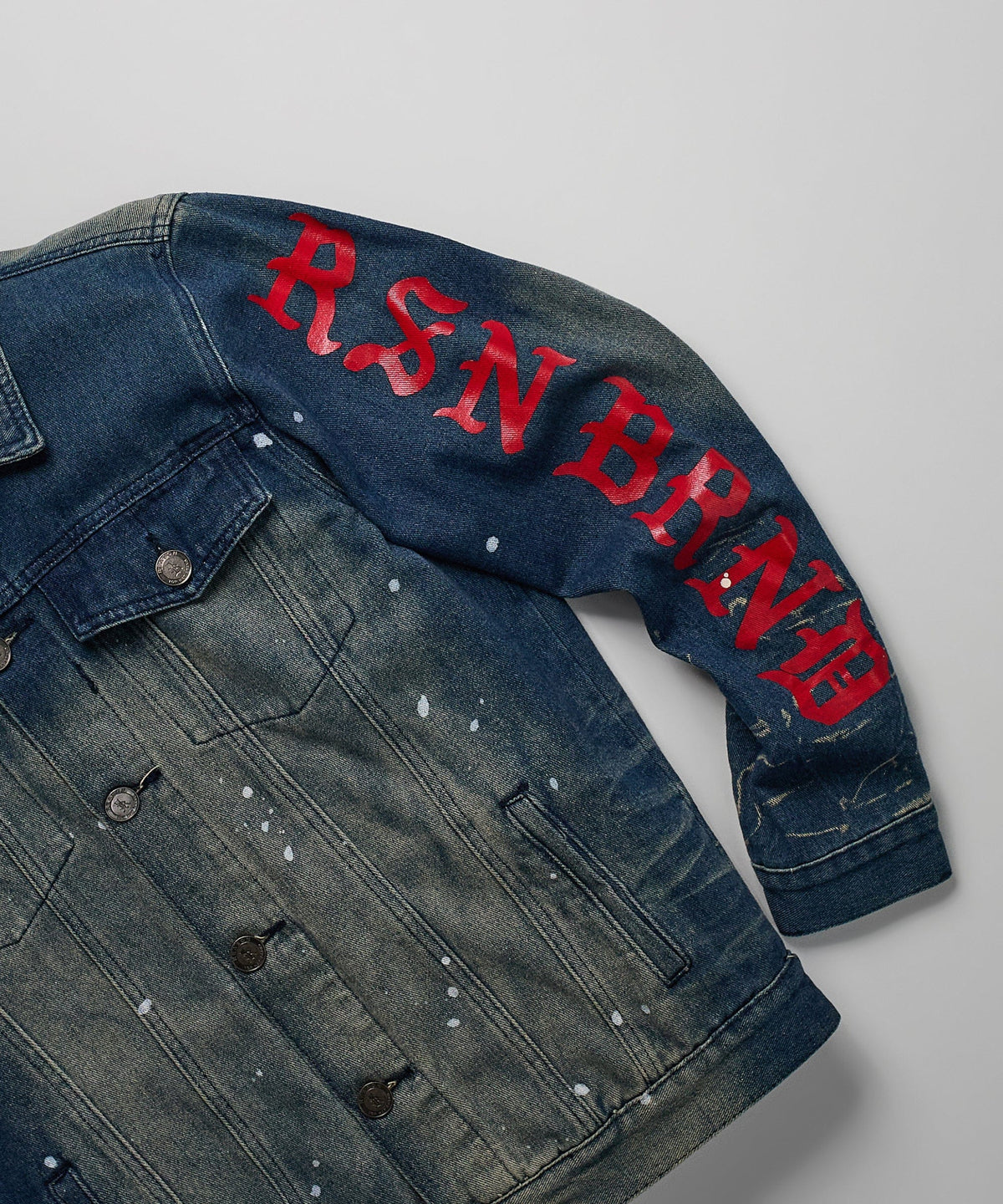 Indigo Fire Medium Wash Denim Jacket With Logo | Reason Clothing Essential