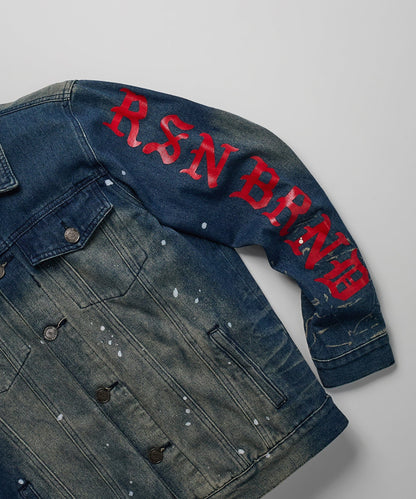 Indigo Fire Medium Wash Denim Jacket With Logo | Reason Clothing Essential
