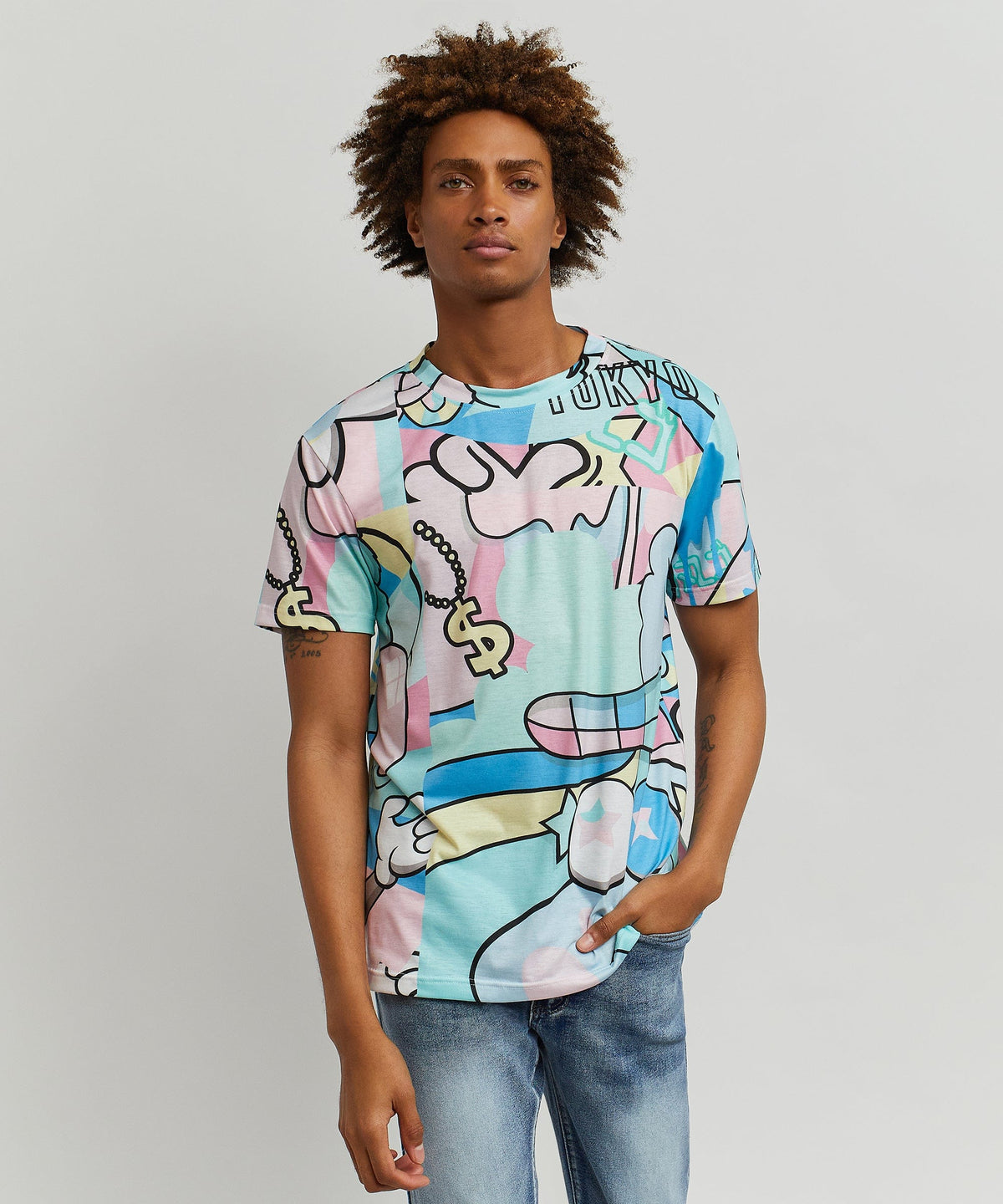 Neo World Allover Print Graphic Tee | Reason Clothing Top Pick