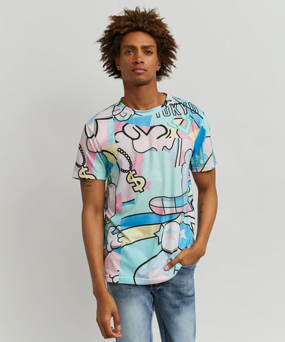 Neo World Allover Print Graphic Tee | Reason Clothing Top Pick