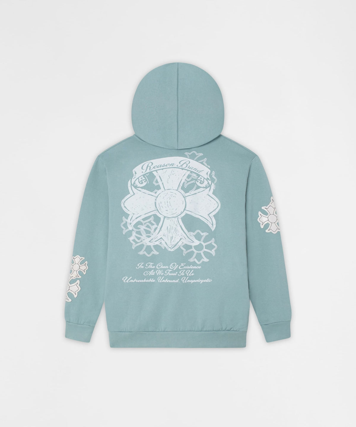 Rebellion Chenille Patched Zip Up Hoodie - Medium Blue | Reason Clothing Value