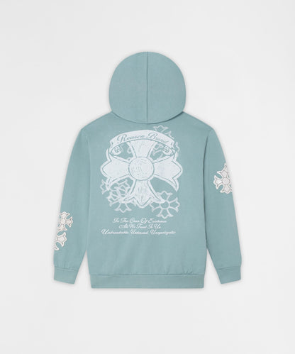 Rebellion Chenille Patched Zip Up Hoodie - Medium Blue | Reason Clothing Value