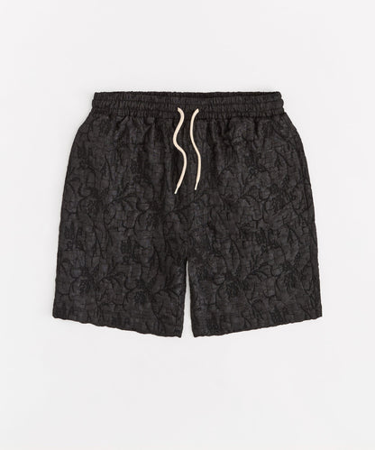 Tonal Floral Textured Short - Black | Reason Clothing New