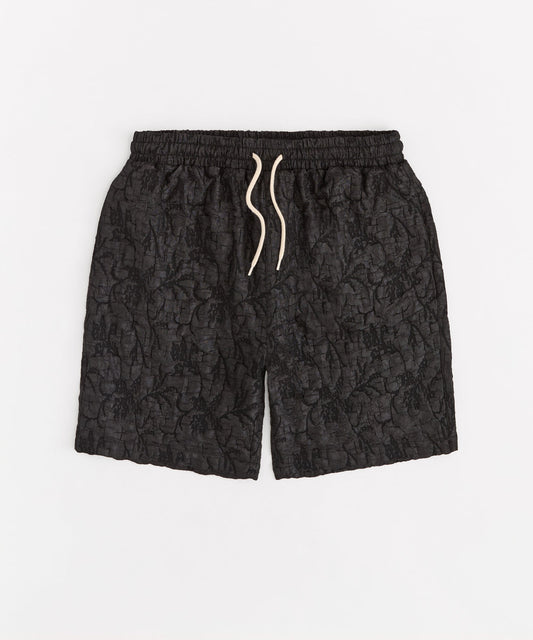 Tonal Floral Textured Short - Black | Reason Clothing New