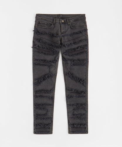 Heavy Distressed Frayed Skinny Jean - Dark Grey | Reason Clothing Smart Buy