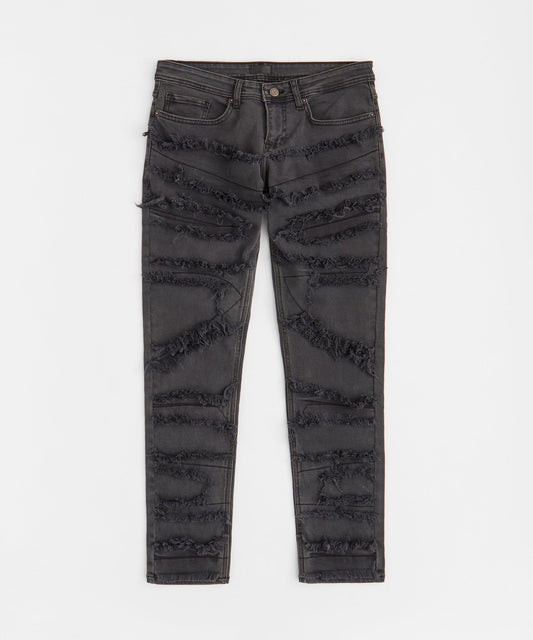 Heavy Distressed Frayed Skinny Jean - Dark Grey | Reason Clothing Smart Buy