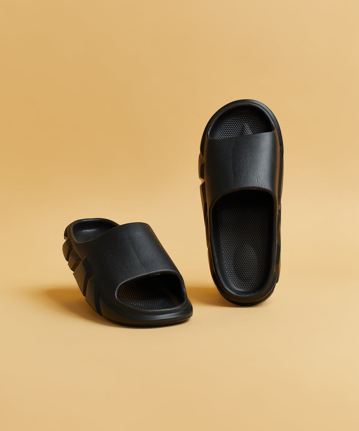 Sculpted Solid Slides - Black | Reason Clothing Great Value