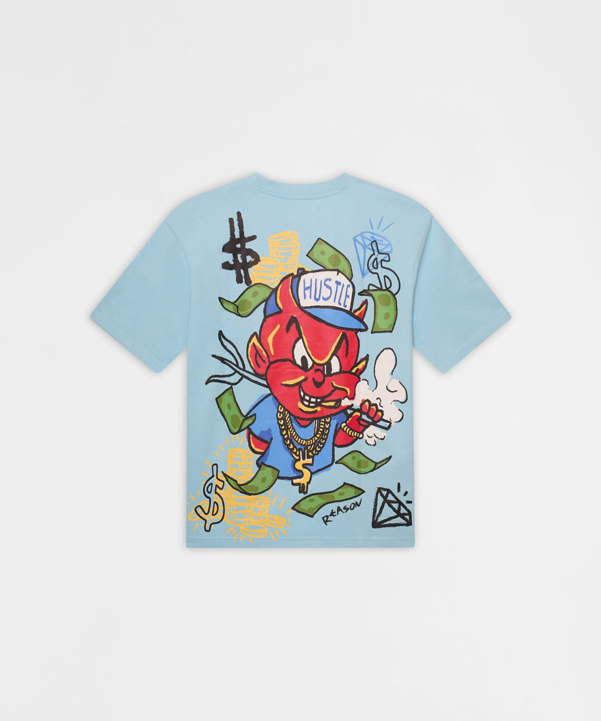 Keep On Grindin' Applique Short Sleeve Tee - Light Blue | Reason Clothing Top Pick