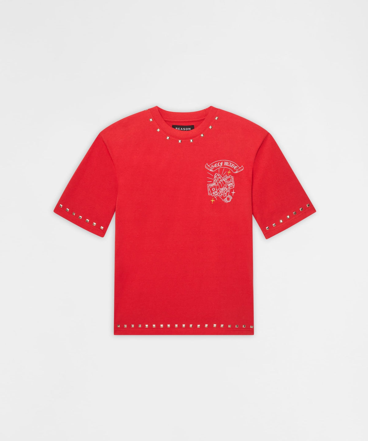 First Class Studded Short Sleeve Tee - Red | Reason Clothing Recommended