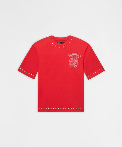 First Class Studded Short Sleeve Tee - Red | Reason Clothing Recommended