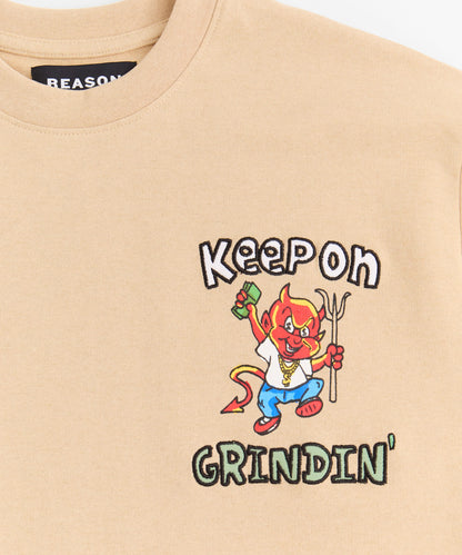 Keep On Grindin' Applique Short Sleeve Tee - Khaki | Reason Clothing Customer Favorite