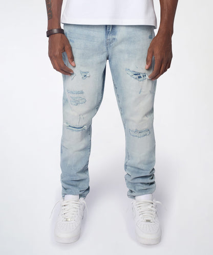Ice Wash Distressed Skinny Jeans - Light Blue | Reason Clothing Popular