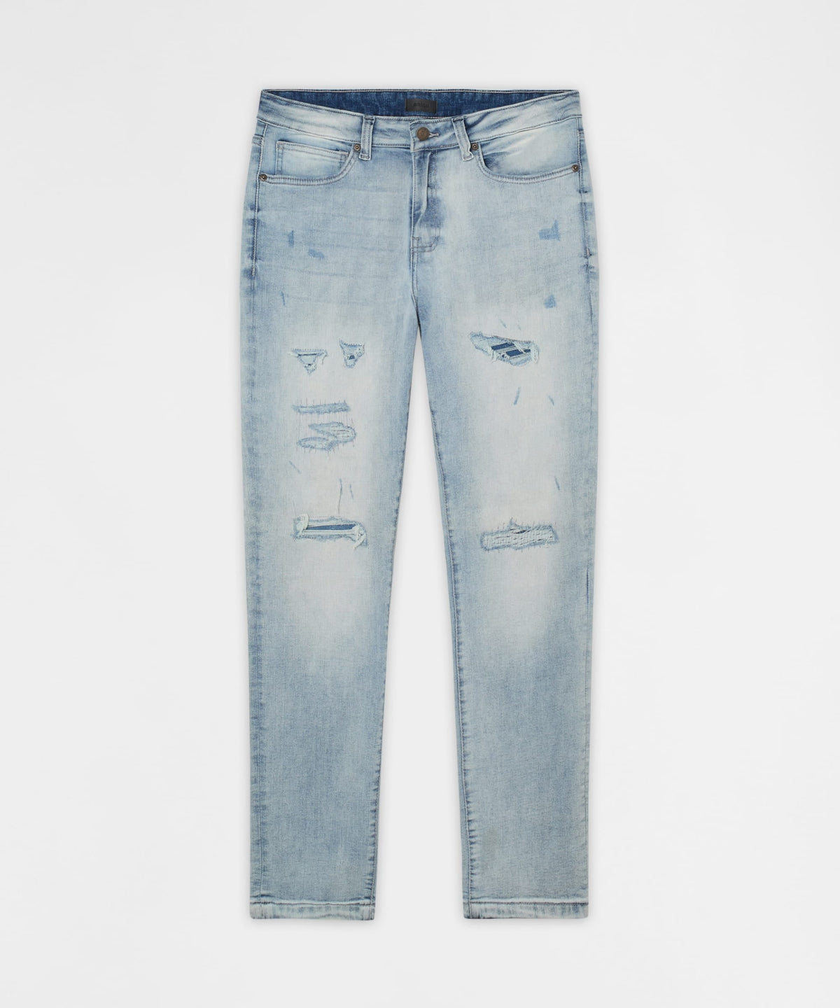 Ice Wash Distressed Skinny Jeans - Light Blue | Reason Clothing Popular