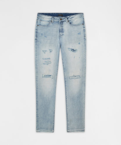 Ice Wash Distressed Skinny Jeans - Light Blue | Reason Clothing Popular