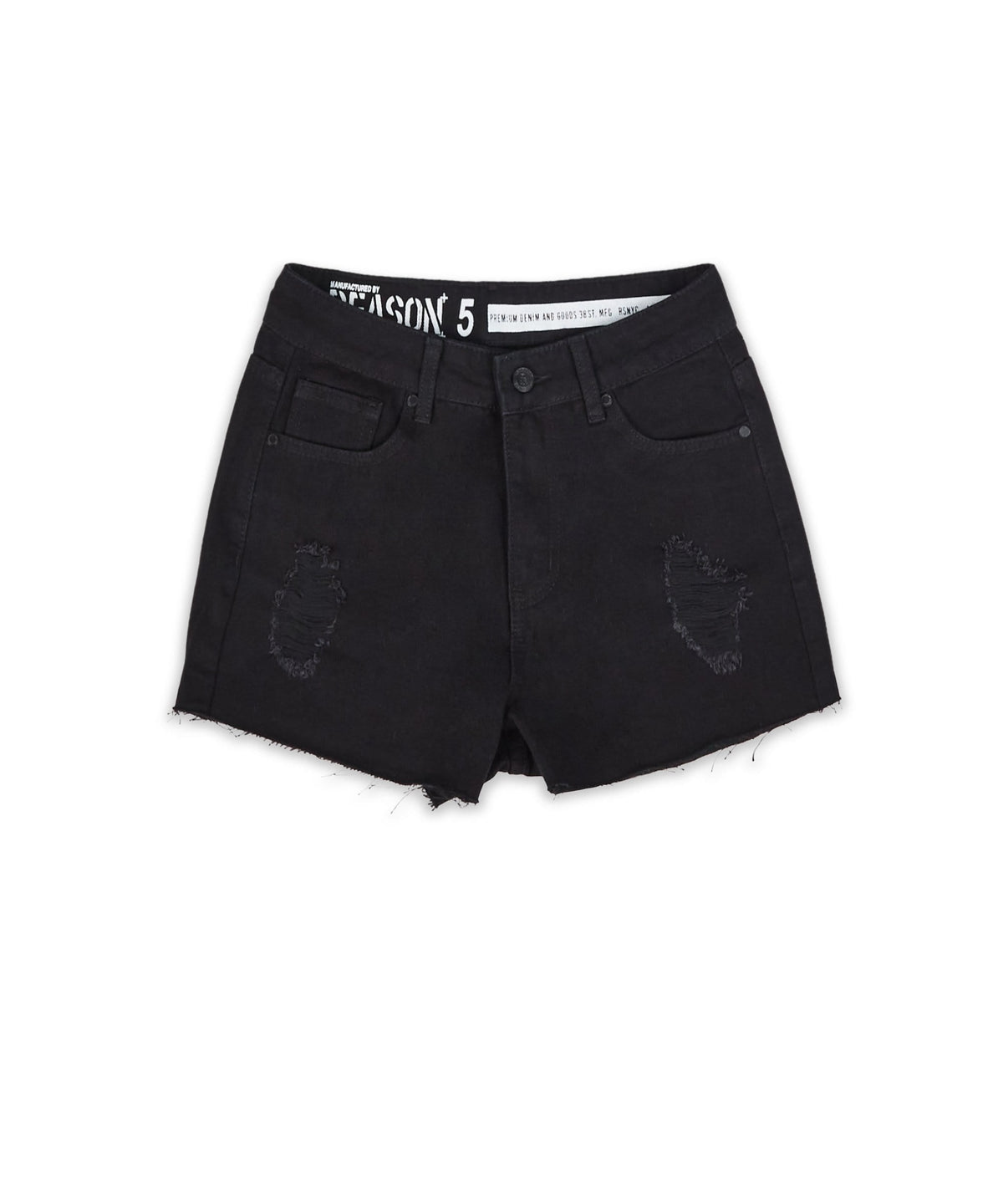 Aria Women's Distressed Denim Shorts - Black | Reason Clothing Discount