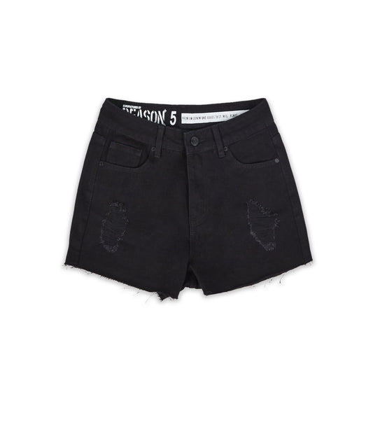 Aria Women's Distressed Denim Shorts - Black | Reason Clothing Discount