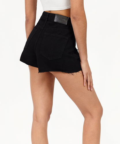 Aria Women's Distressed Denim Shorts - Black | Reason Clothing Discount