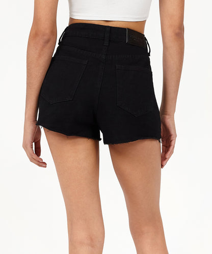 Aria Women's Distressed Denim Shorts - Black | Reason Clothing Discount