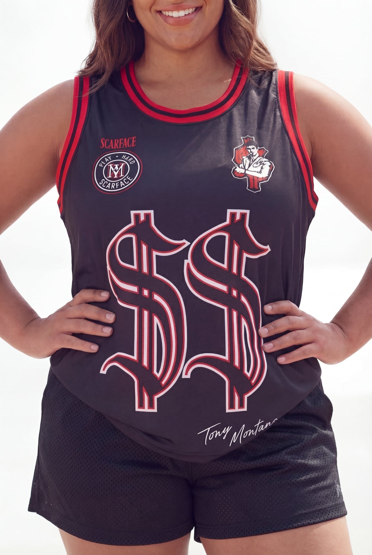 Scarface Money Power Women's Graphic Sleeveless Basketball Jersey - Bl | Reason Clothing Classic