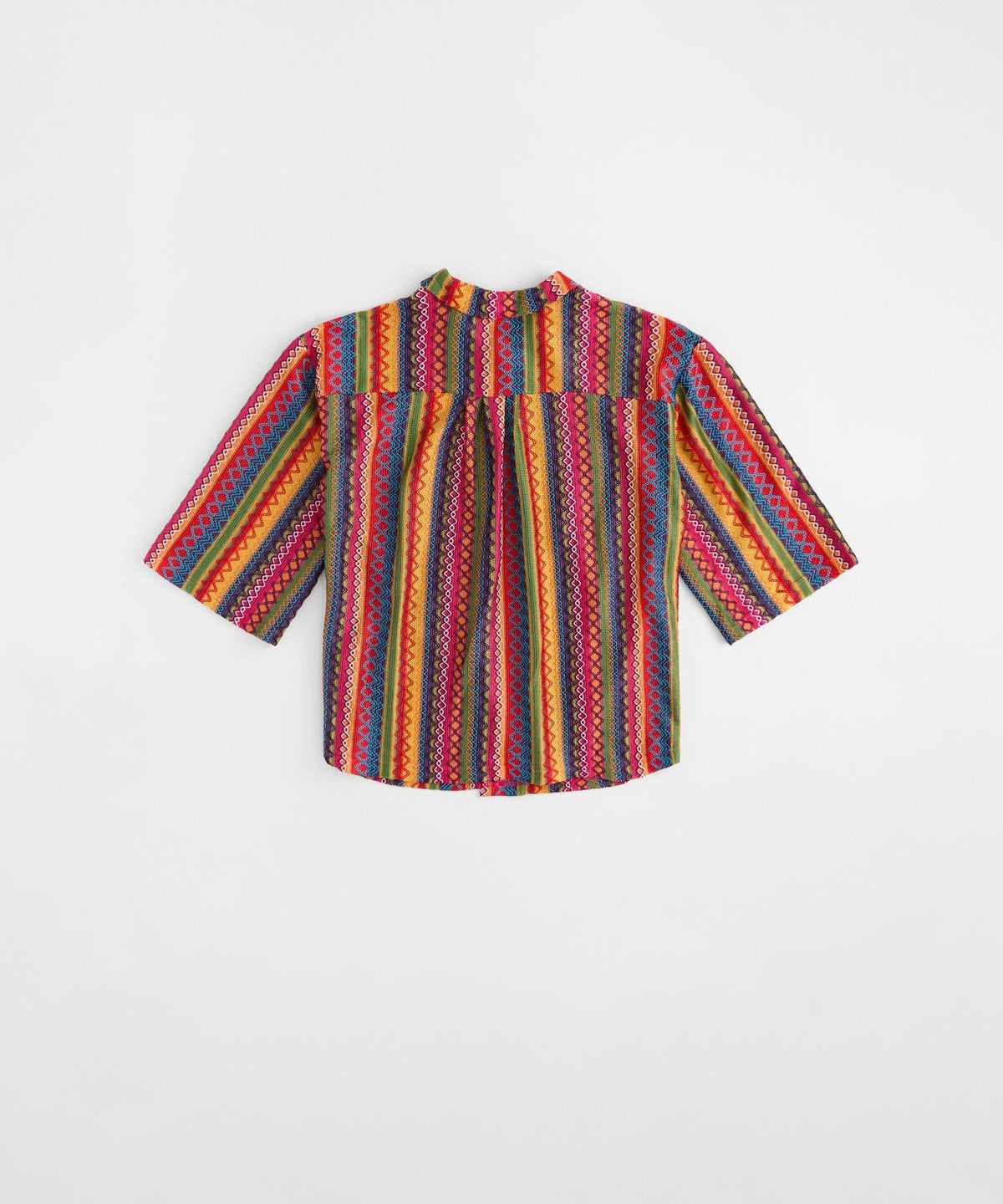 Tribal Stripe Women Plus Size Textured Knit Short Sleeve Shirt - Multi | Reason Clothing New