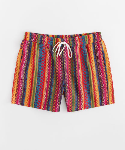 Tribal Stripe Women Plus Size Textured Shorts - Multicolor | Reason Clothing Trusted