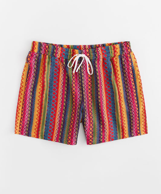 Tribal Stripe Women Plus Size Textured Shorts - Multicolor | Reason Clothing Trusted