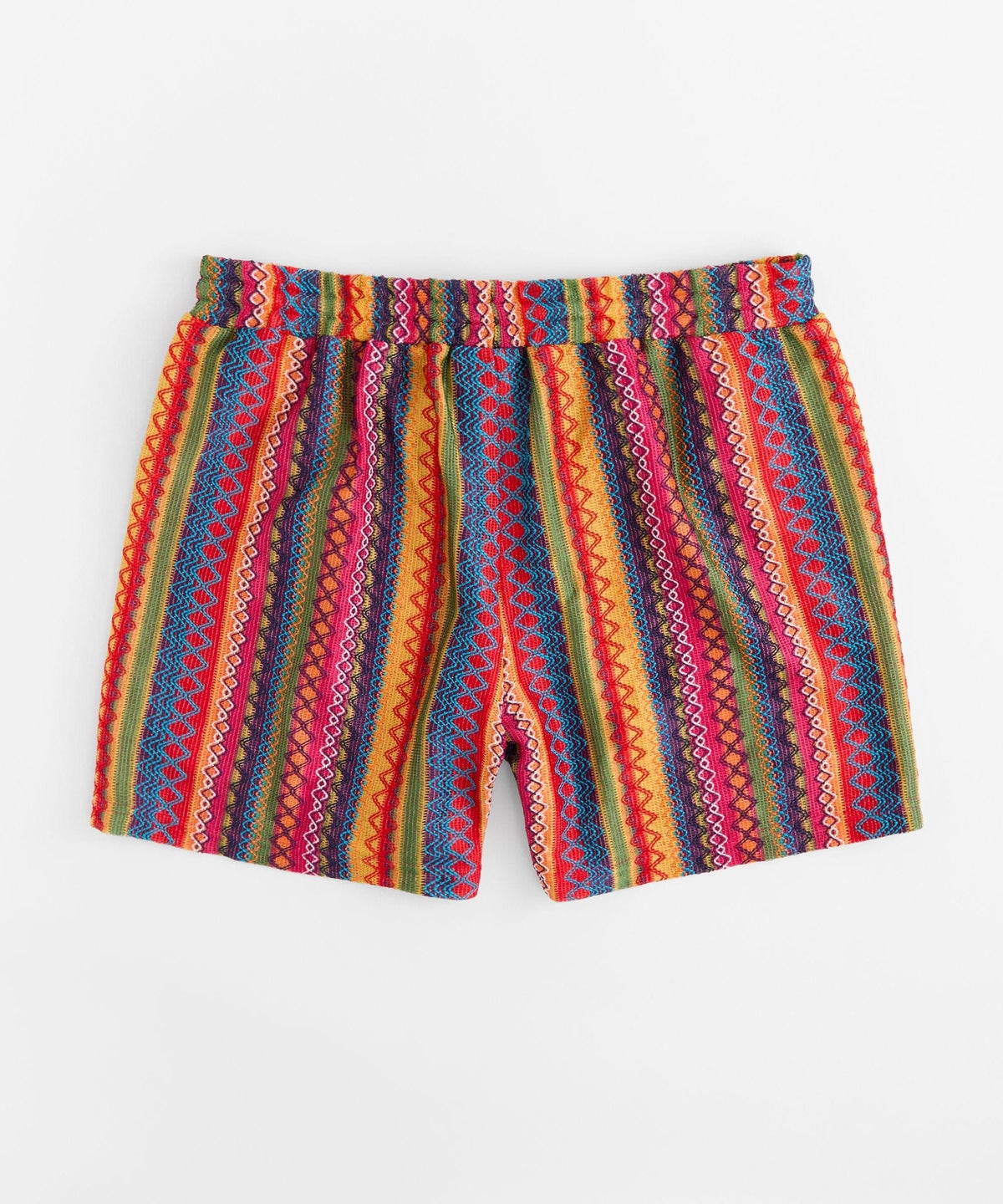 Tribal Stripe Women Plus Size Textured Shorts - Multicolor | Reason Clothing Trusted