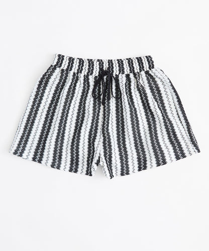 Cabana Women Plus Size Textured Knit Shorts - Black/White | Reason Clothing Special Offer