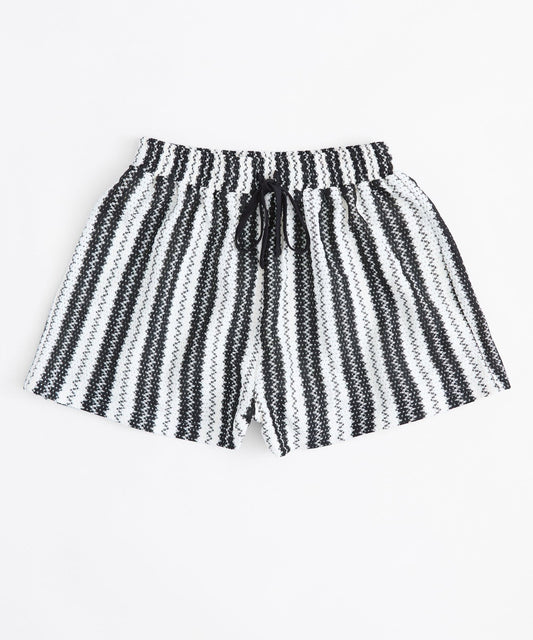 Cabana Women Plus Size Textured Knit Shorts - Black/White | Reason Clothing Special Offer