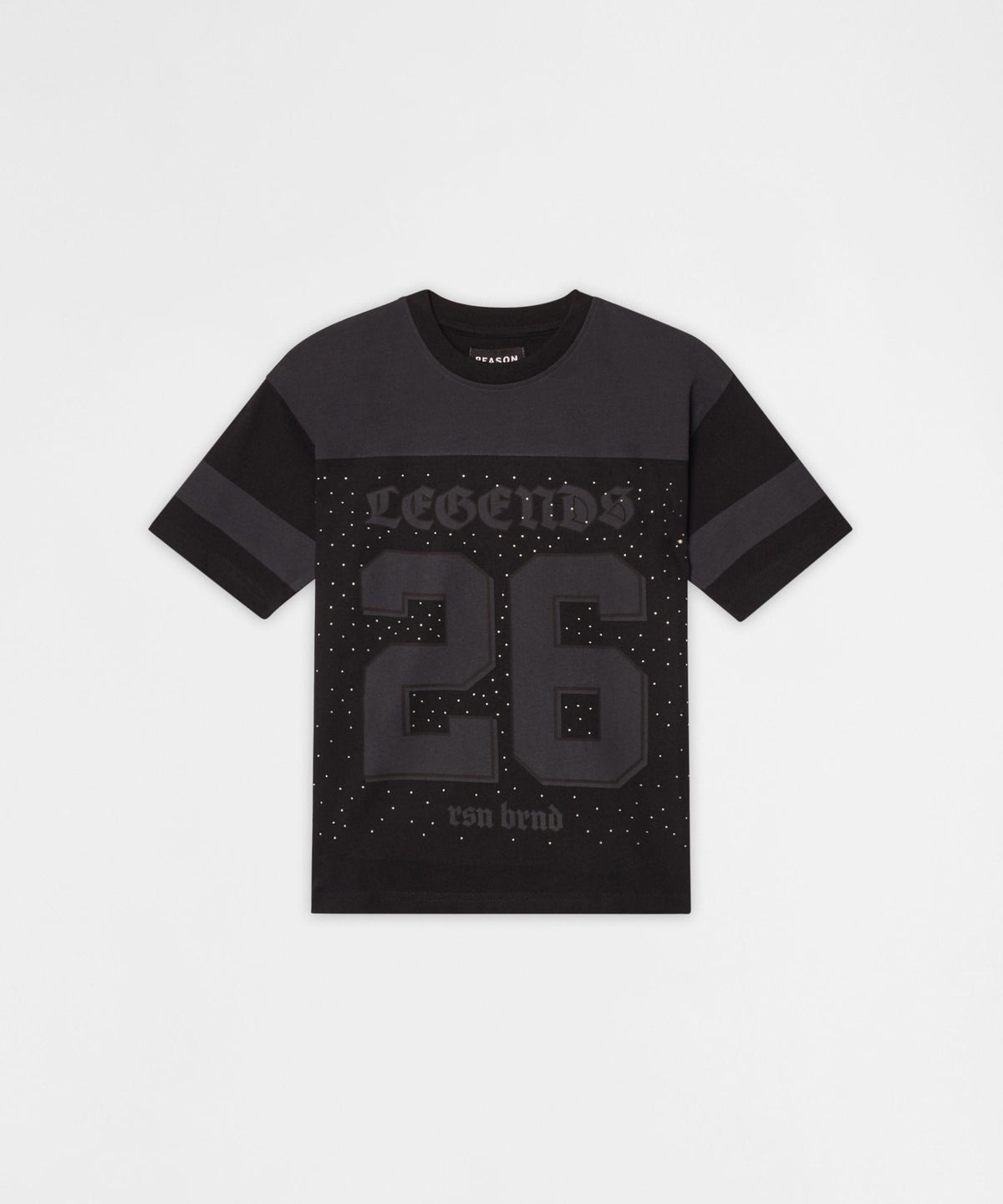 Kids Football Rhinestone Short Sleeve Tee - Black | Reason Clothing Quality
