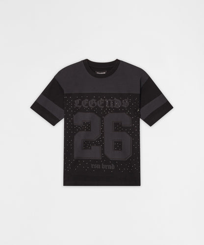 Kids Football Rhinestone Short Sleeve Tee - Black | Reason Clothing Quality