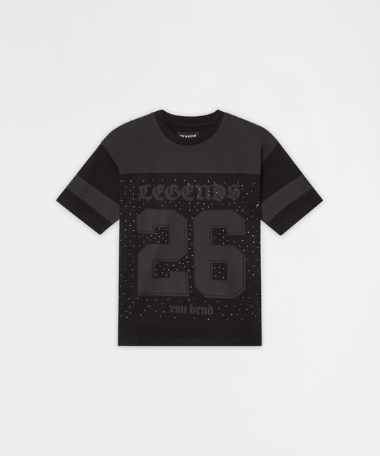 Kids Football Rhinestone Short Sleeve Tee - Black | Reason Clothing Quality