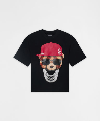 Kids Teddy Rhinestone Short Sleeve Tee - Black | Reason Clothing Deals