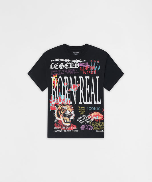 Kids Born Real Short Sleeve Tee - Black | Reason Clothing Everyday